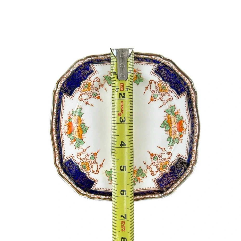Vtg Royal Victoria  Semi Porcelain Square Bread Plates Set Of 4  England Floral